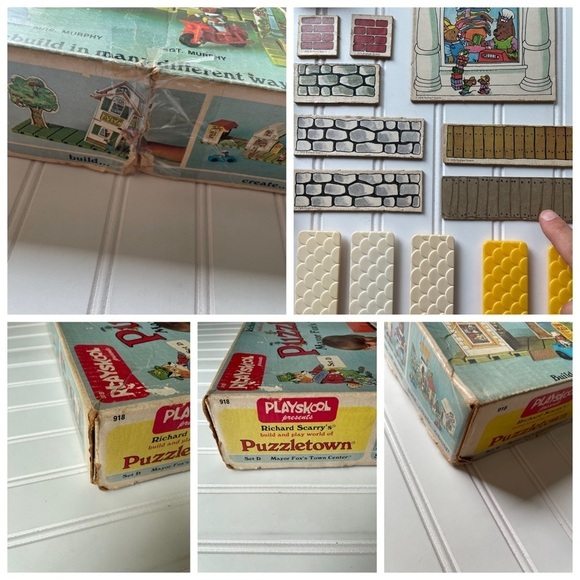 PLAYSKOOL RICHARD SCARRY'S PUZZLETOWN SET D MAYOR FOX'S TOWN CENTER 1976 - Picture 8 of 10